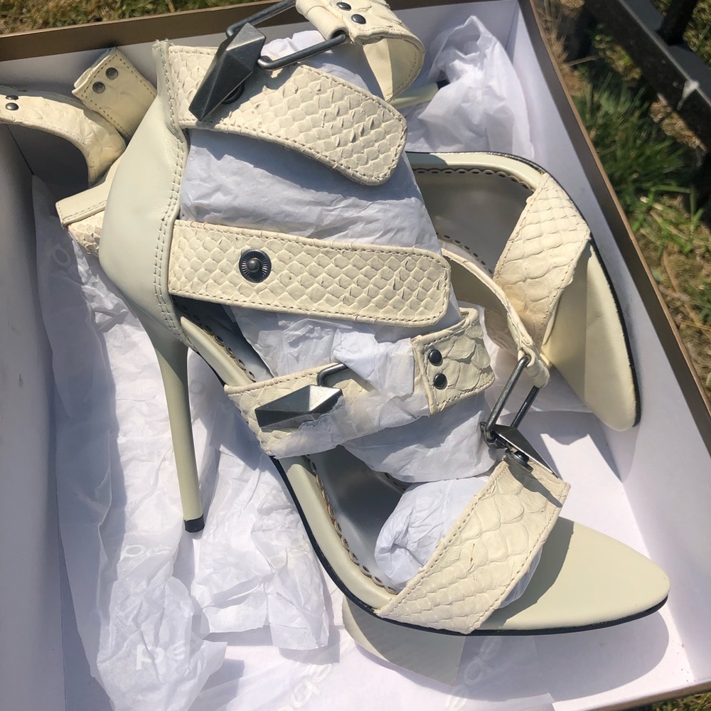 Bebe strapped leather heeled sandal